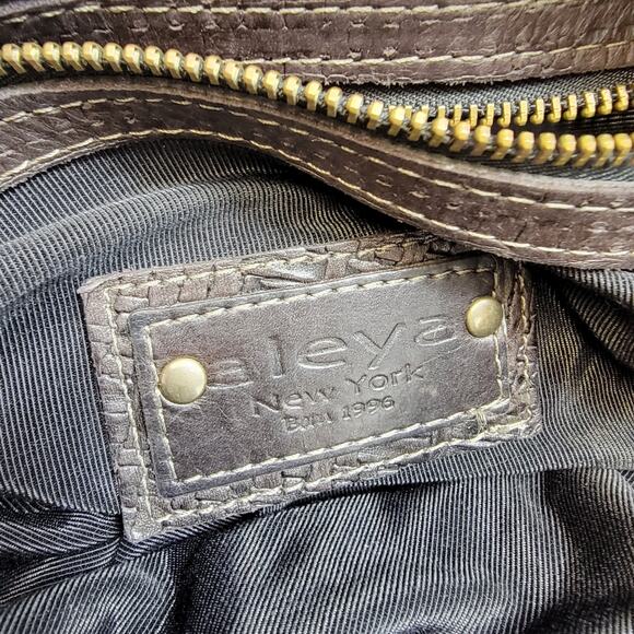 Aleya New York Genuine Woven Leather Brown Shoulder Purse Bag Vintage Travel - Picture 9 of 12